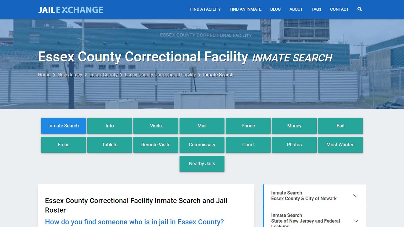 Essex County Inmate Search | Arrests & Mugshots | NJ - Jail Exchange